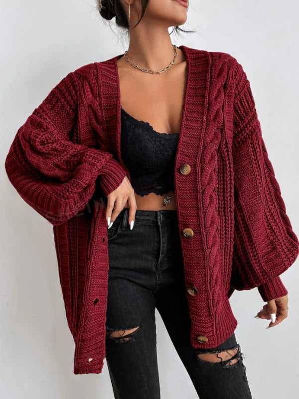 Winifred | Women's Cable Knit Cardigan | Oversized Button Front