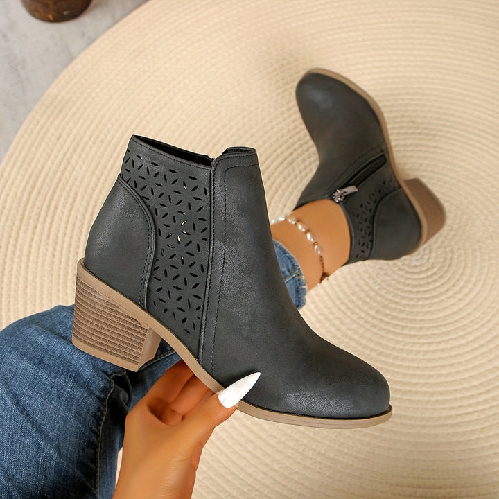 Callirhoe | Women's Chelsea Boots | Cutout Design Side Zip Stacked Heel