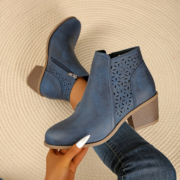 Callirhoe | Women's Chelsea Boots | Cutout Design Side Zip Stacked Heel