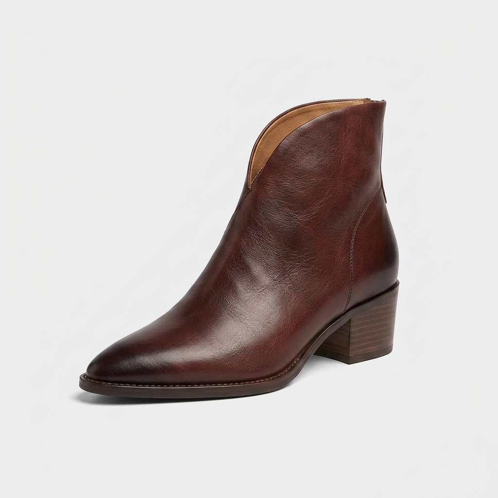 Eadgyth | Women's Chelsea Boots | Pointed Toe Block Heel Back Zip