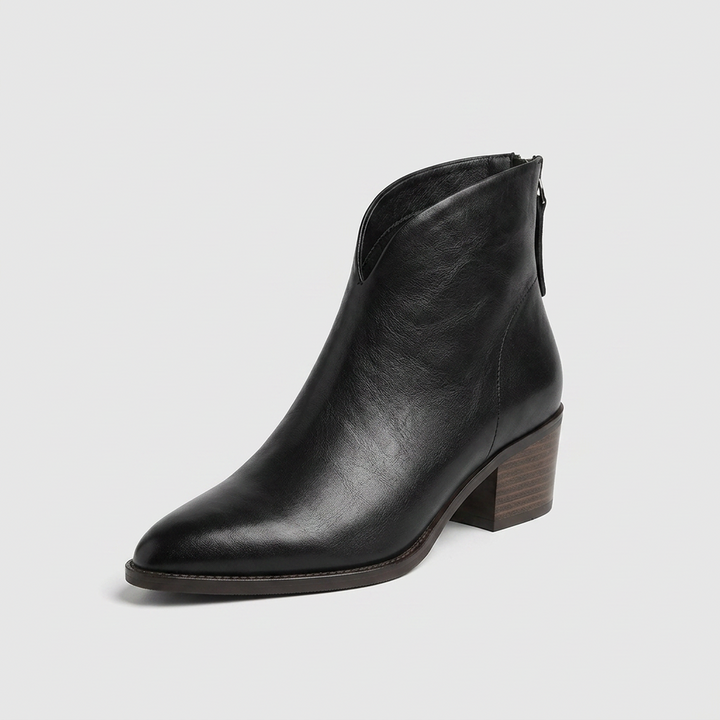 Eadgyth | Women's Chelsea Boots | Pointed Toe Block Heel Back Zip
