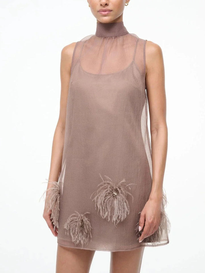 Women's Cocktail Dress with Mock Neck & Bow | Mini