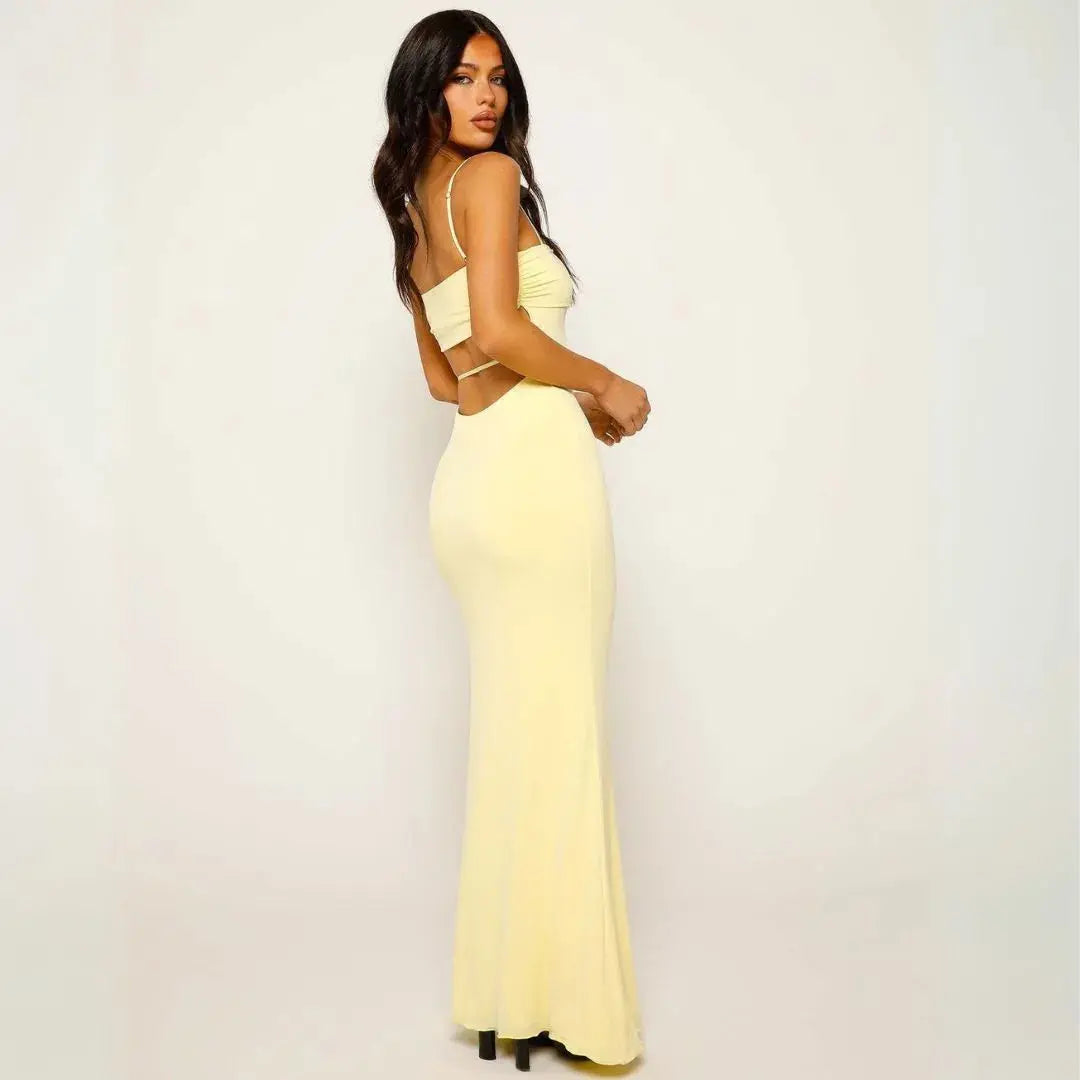Women's Cocktail Dress with Open Back | Maxi
