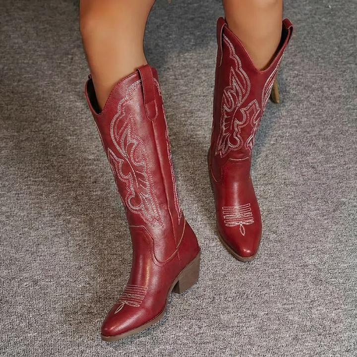 Tullia | Women's Cowgirl Boots with Embroidery | Block Heel
