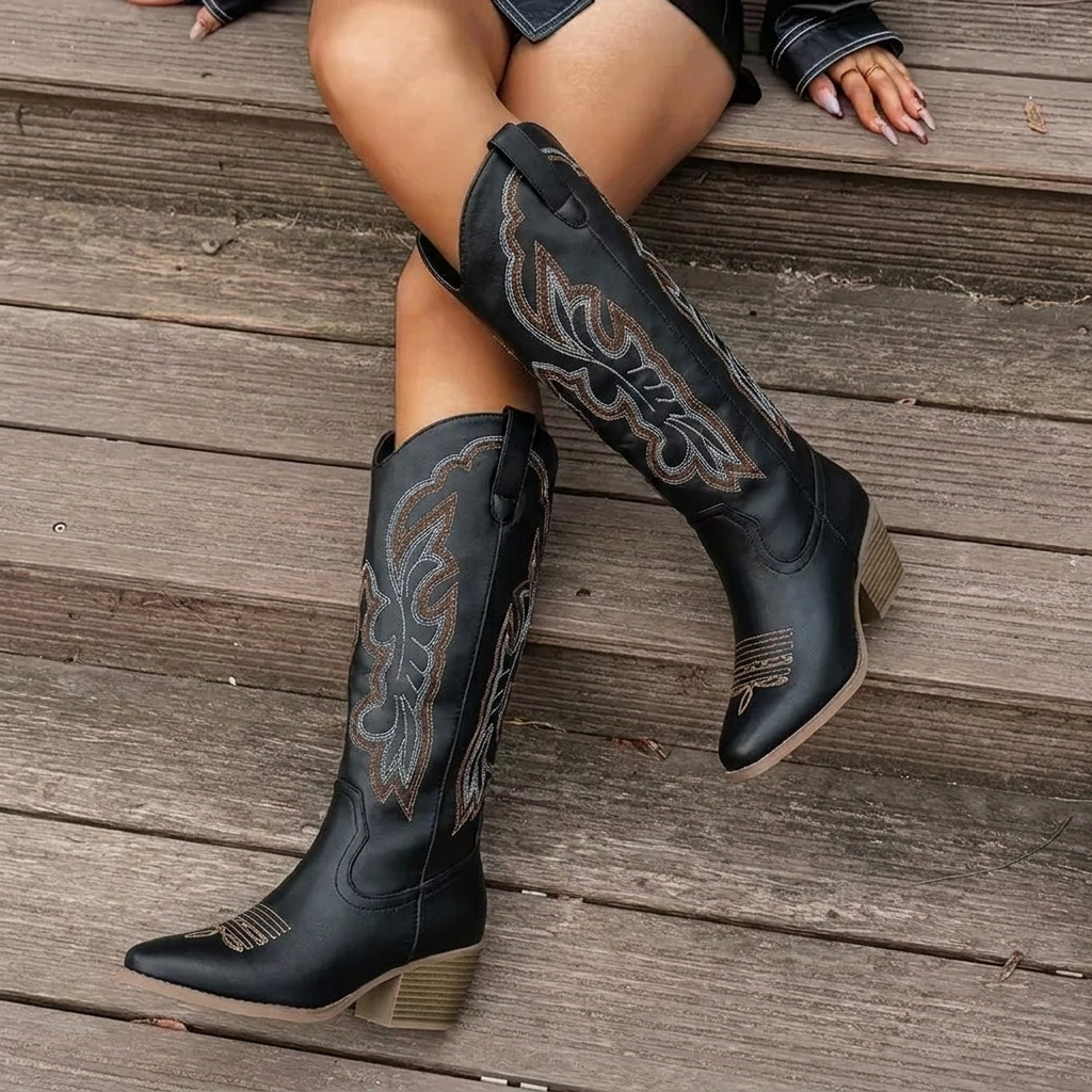 Tullia | Women's Cowgirl Boots with Embroidery | Block Heel