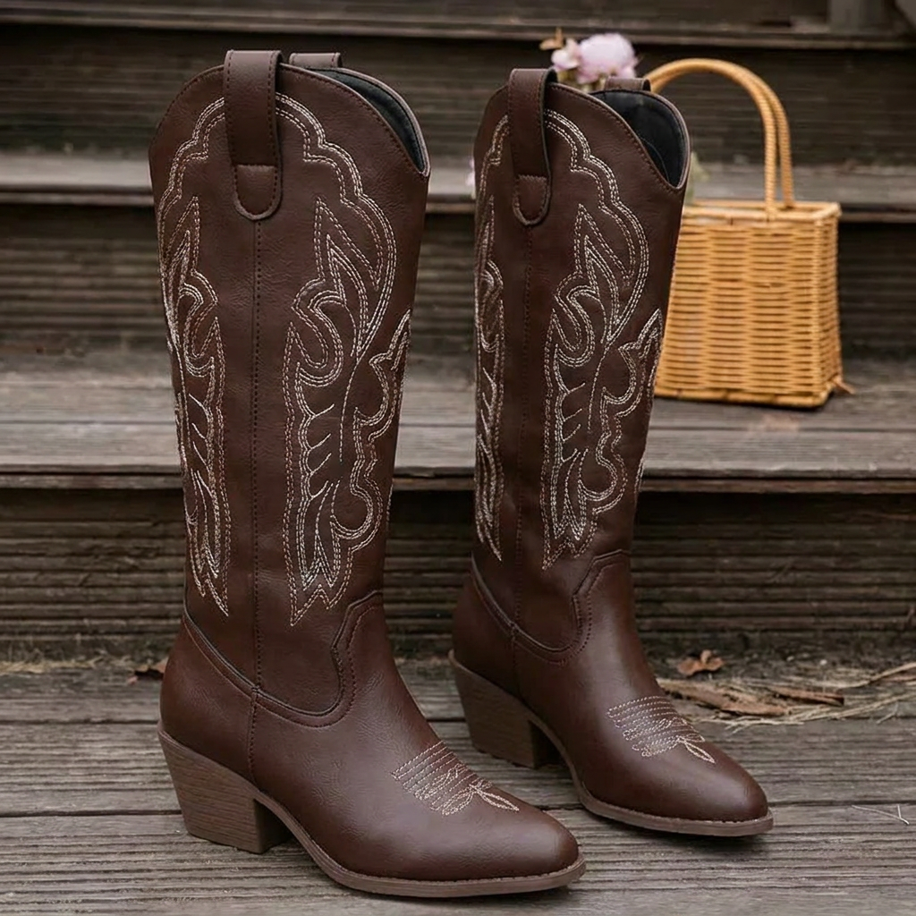 Tullia | Women's Cowgirl Boots with Embroidery | Block Heel
