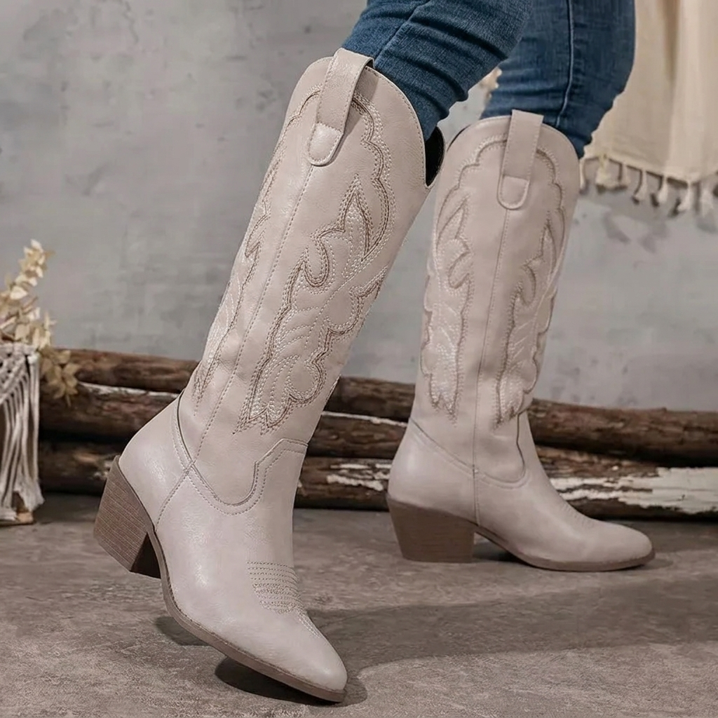 Tullia | Women's Cowgirl Boots with Embroidery | Block Heel