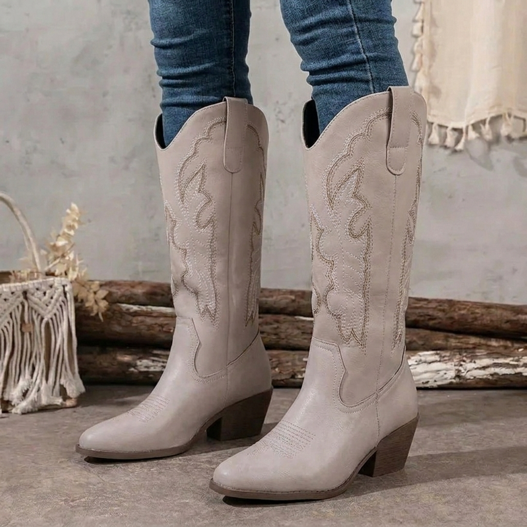 Tullia | Women's Cowgirl Boots with Embroidery | Block Heel