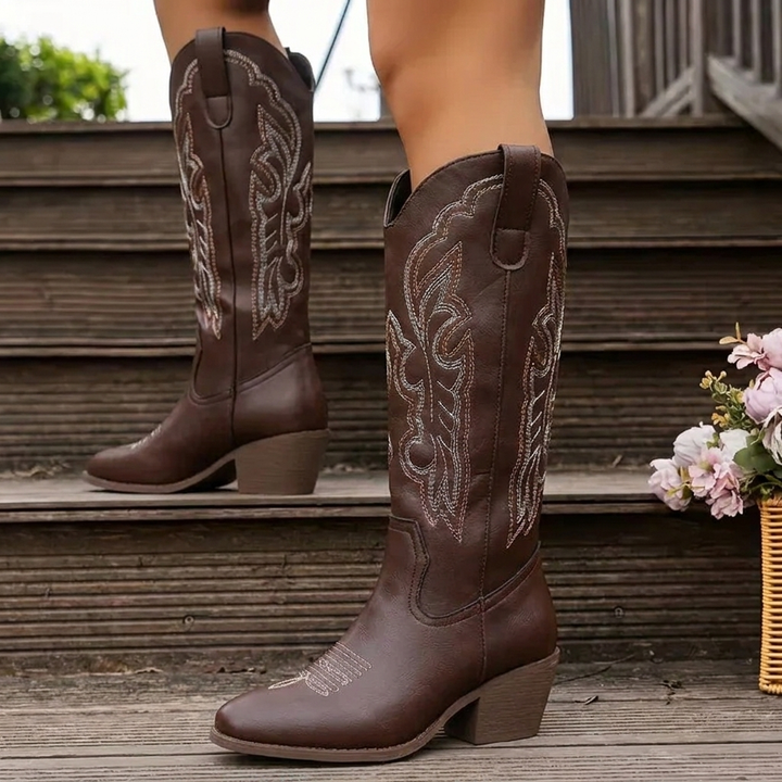 Tullia | Women's Cowgirl Boots with Embroidery | Block Heel