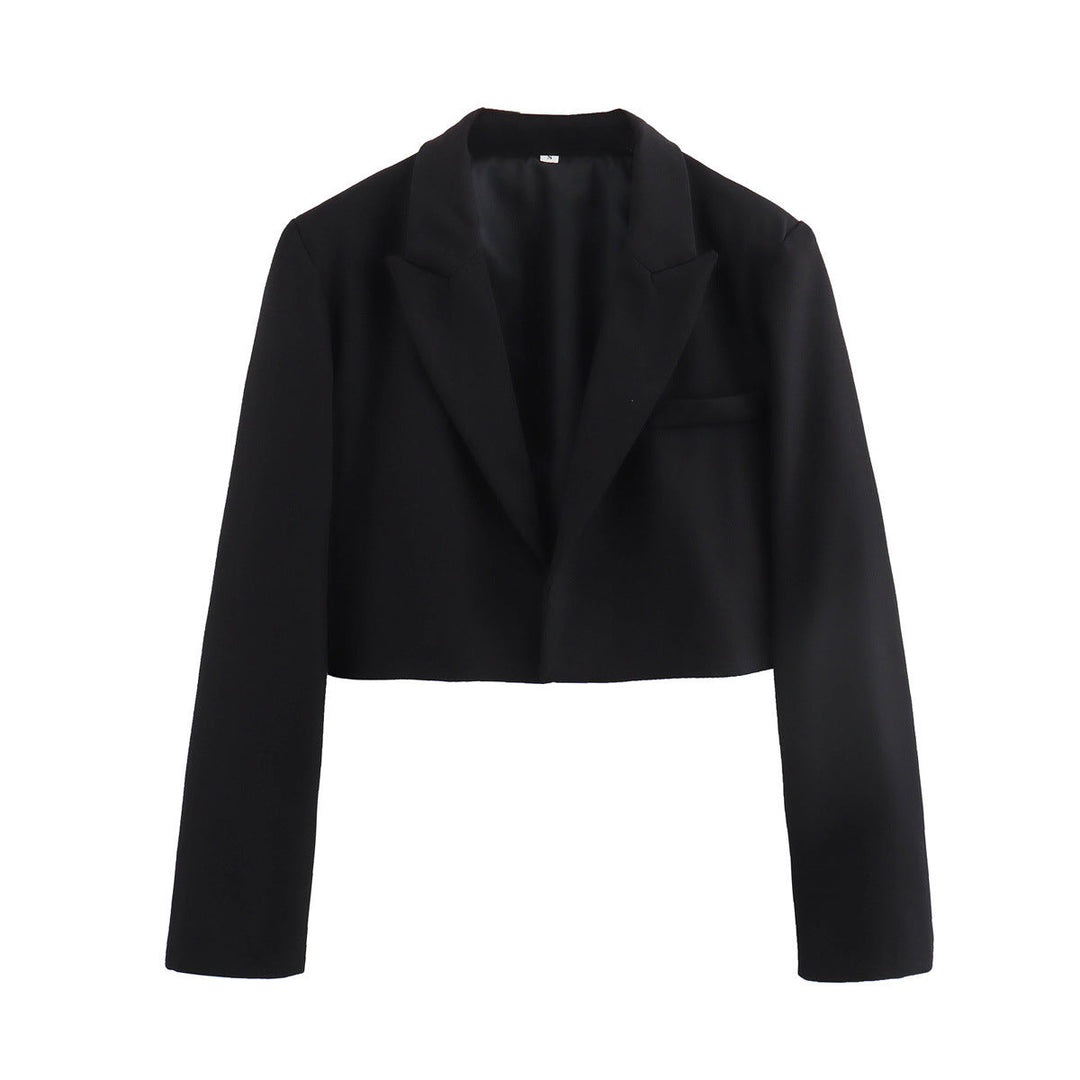 Megara | Women's Cropped Blazer | Notched Lapel Welt Pocket Open