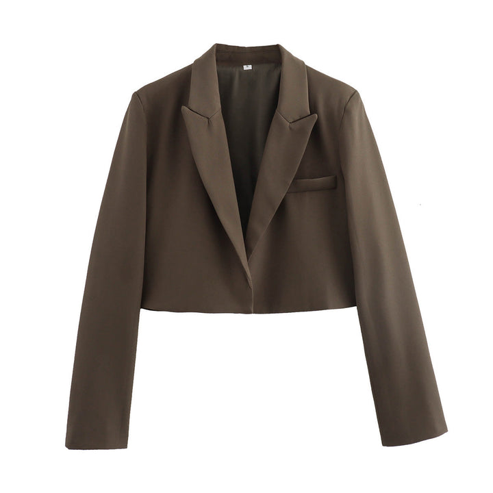 Megara | Women's Cropped Blazer | Notched Lapel Welt Pocket Open