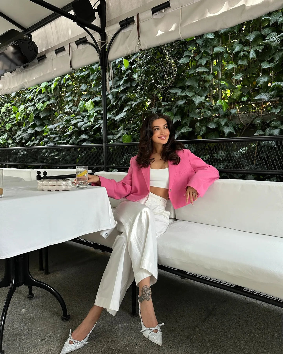 Megara | Women's Cropped Blazer | Notched Lapel Welt Pocket Open