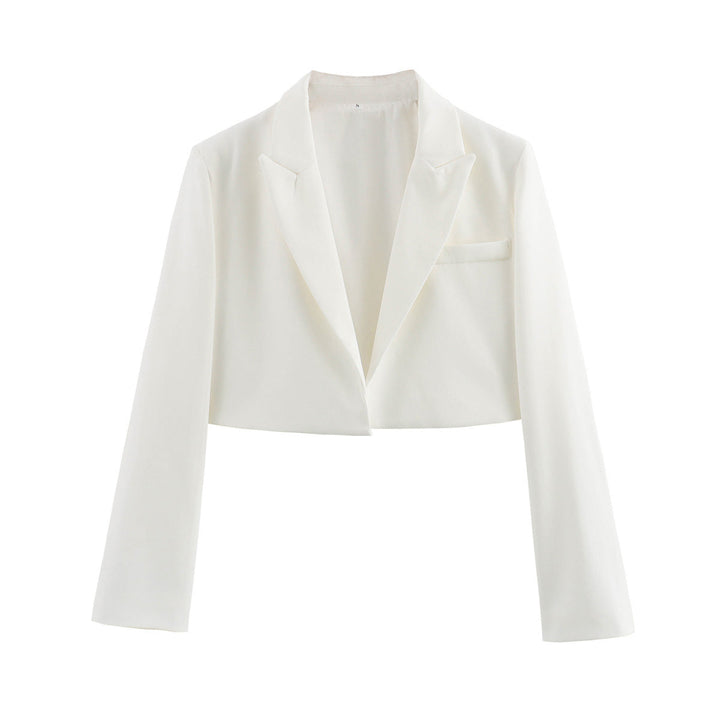 Megara | Women's Cropped Blazer | Notched Lapel Welt Pocket Open
