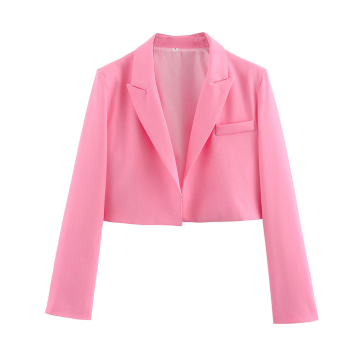 Megara | Women's Cropped Blazer | Notched Lapel Welt Pocket Open