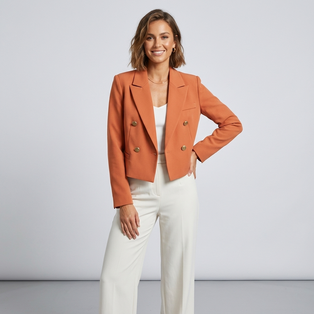 Alibek | Women's Cropped Blazer | Peak Lapel Buttons Work