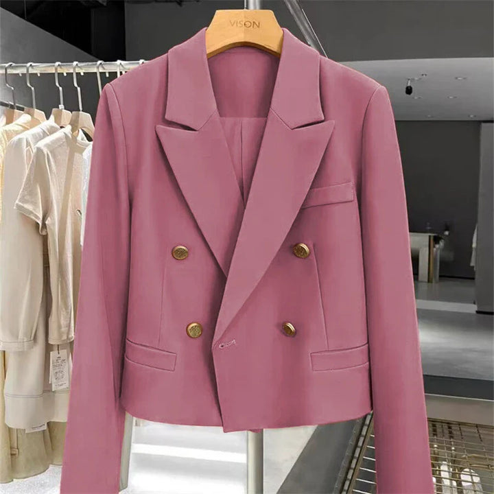 Alibek | Women's Cropped Blazer | Peak Lapel Buttons Work