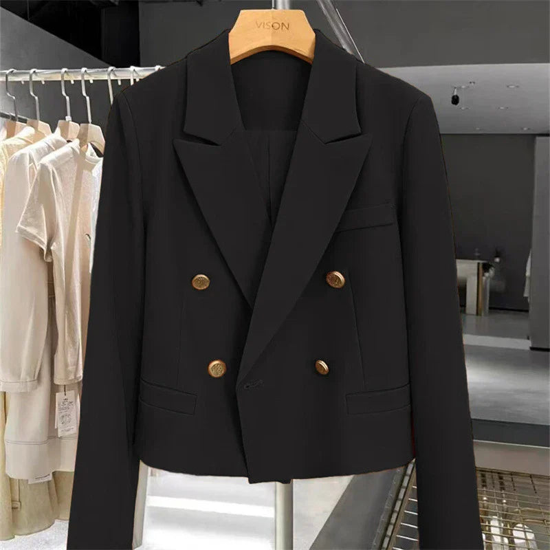 Alibek | Women's Cropped Blazer | Peak Lapel Buttons Work