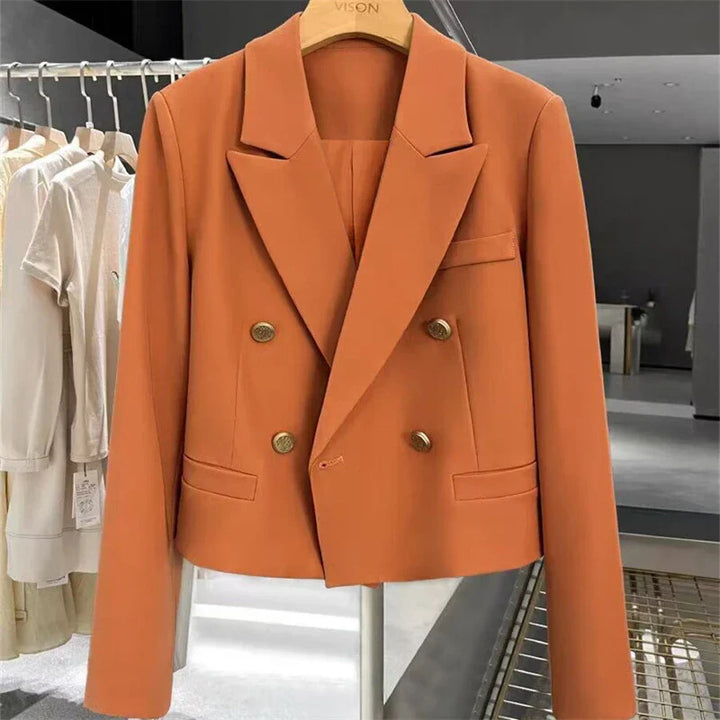 Alibek | Women's Cropped Blazer | Peak Lapel Buttons Work