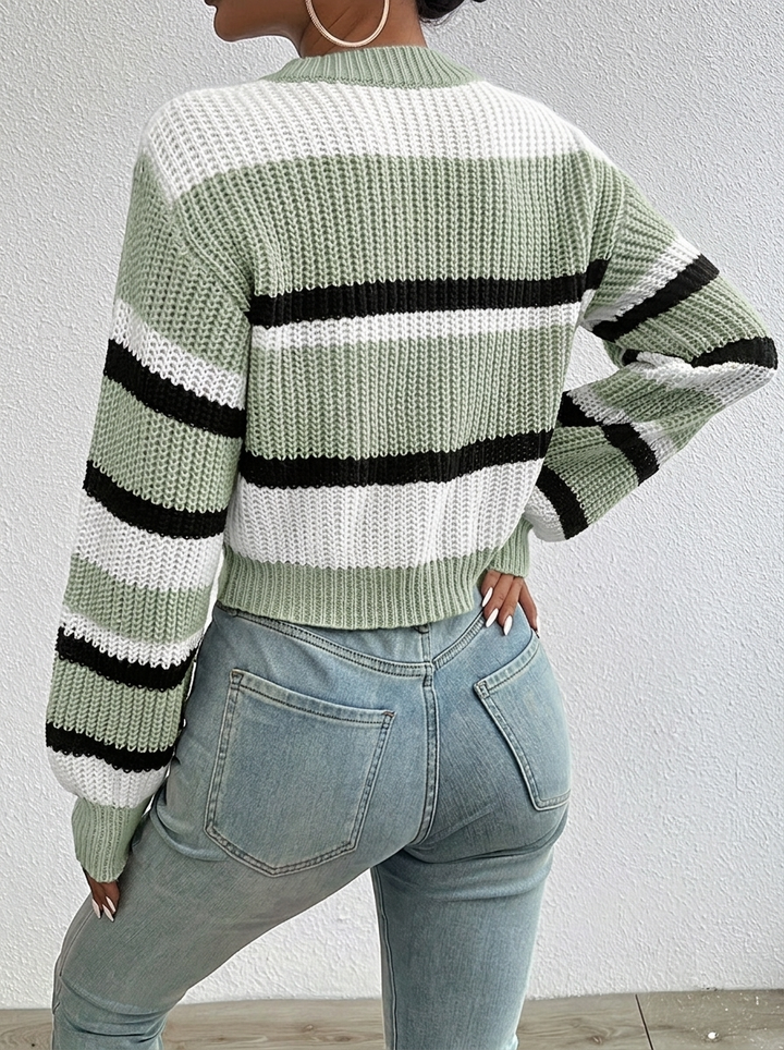 Iphigenia | Women's Cropped Knitted Jumper | Striped