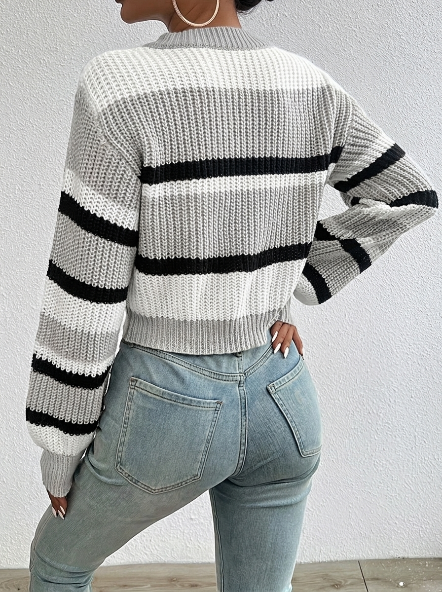 Iphigenia | Women's Cropped Knitted Jumper | Striped