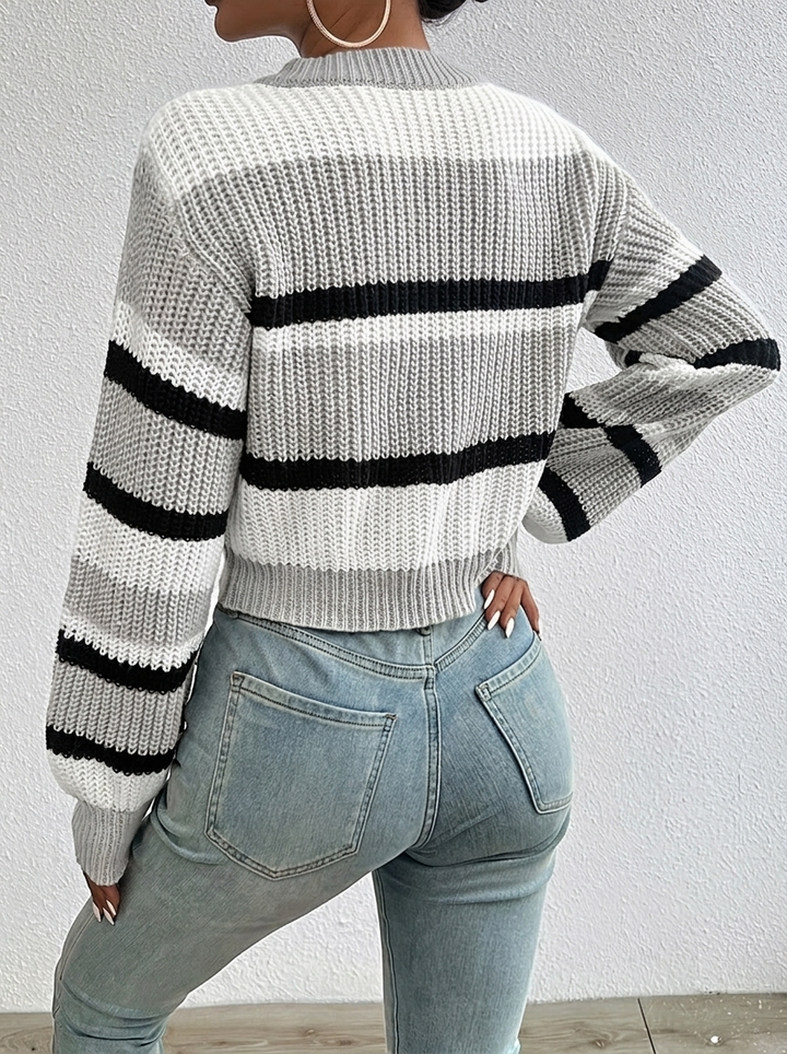 Iphigenia | Women's Cropped Knitted Jumper | Striped