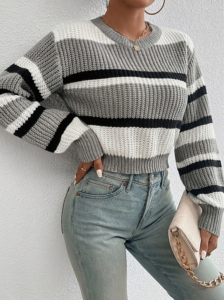 Iphigenia | Women's Cropped Knitted Jumper | Striped