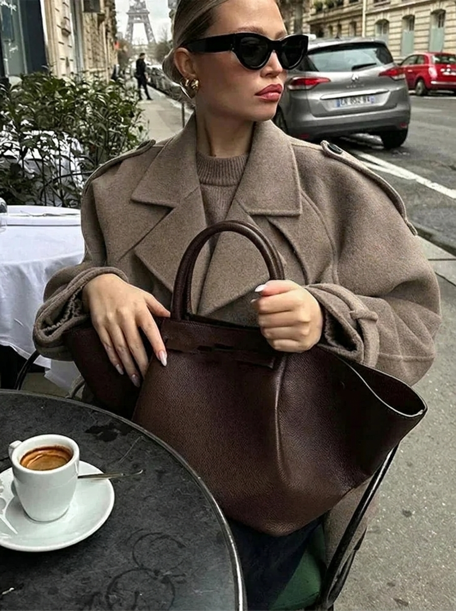 Ananya | Women's Cropped Trench Coat | Classic Double-Breasted