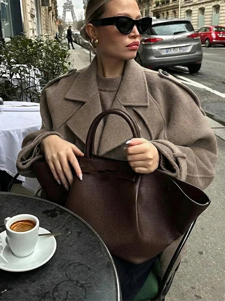Ananya | Women's Cropped Trench Coat | Classic Double-Breasted