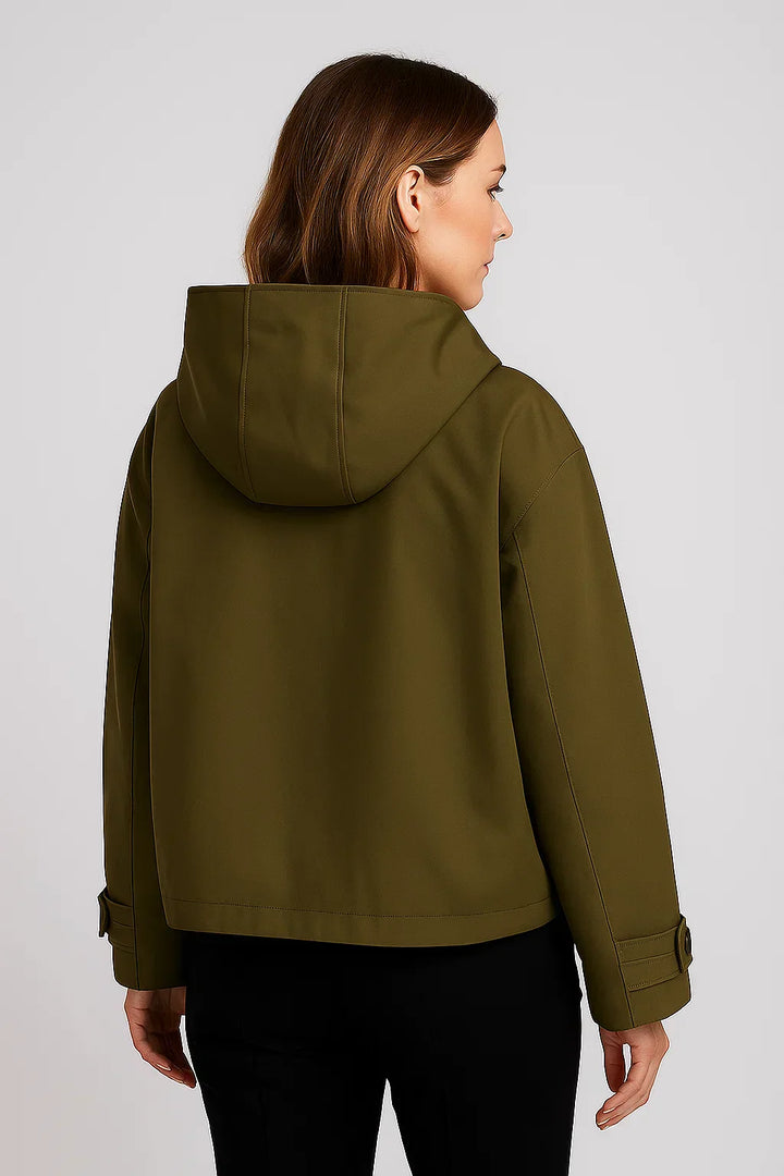 Nidhi | Women's Cropped Trench Coat | Hooded Button Up