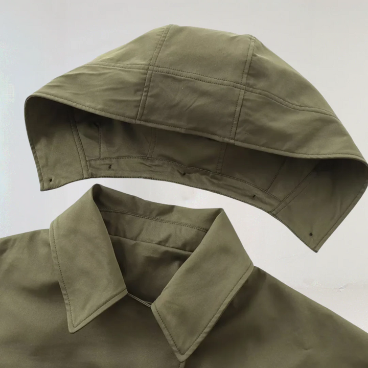 Nidhi | Women's Cropped Trench Coat | Hooded Button Up