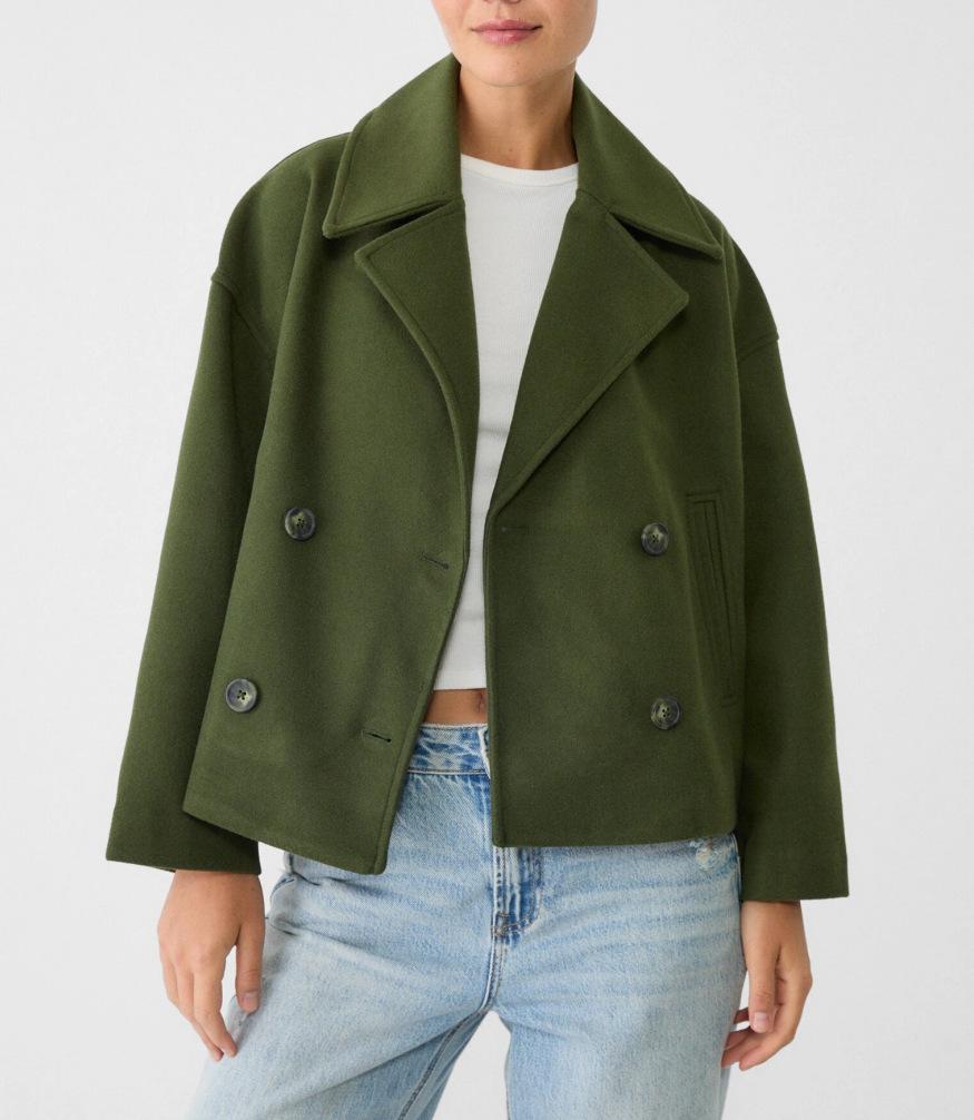 Bhavna | Women's Cropped Trench Coat | Notched Lapel & Buttons Casual