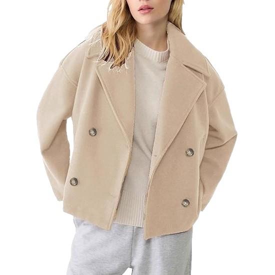 Bhavna | Women's Cropped Trench Coat | Notched Lapel & Buttons Casual
