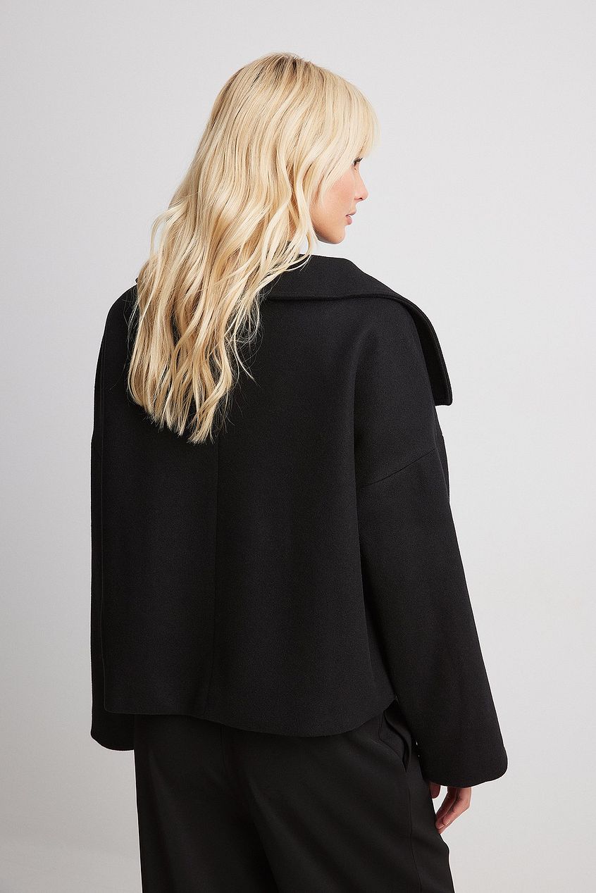 Malgorzata | Women's Cropped Trench Coat | Wide Lapel Double-Breasted Oversized