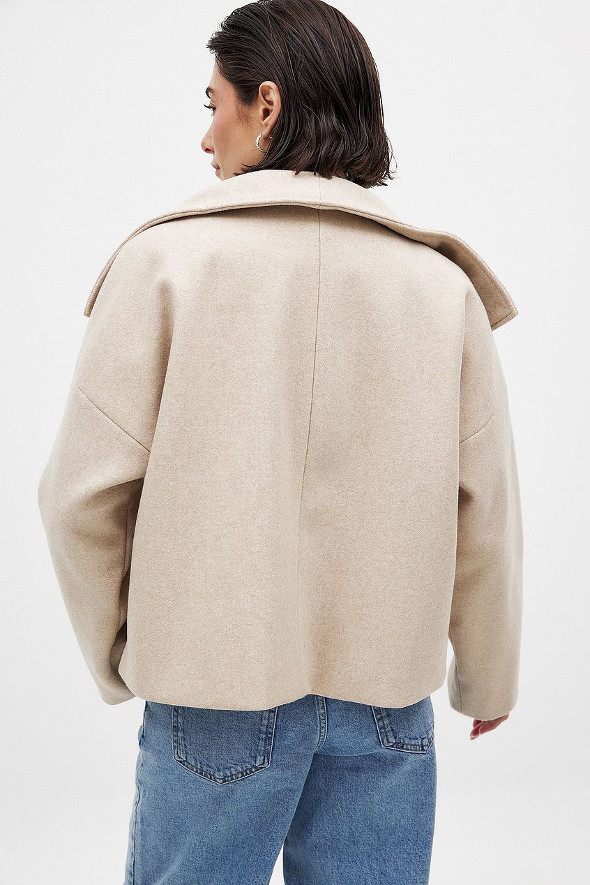 Malgorzata | Women's Cropped Trench Coat | Wide Lapel Double-Breasted Oversized