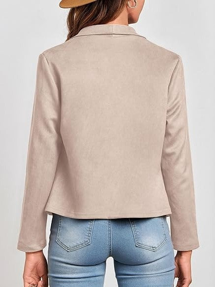 Garima | Women's Cropped Trench Coat | Wide Lapel Zip Pockets Casual