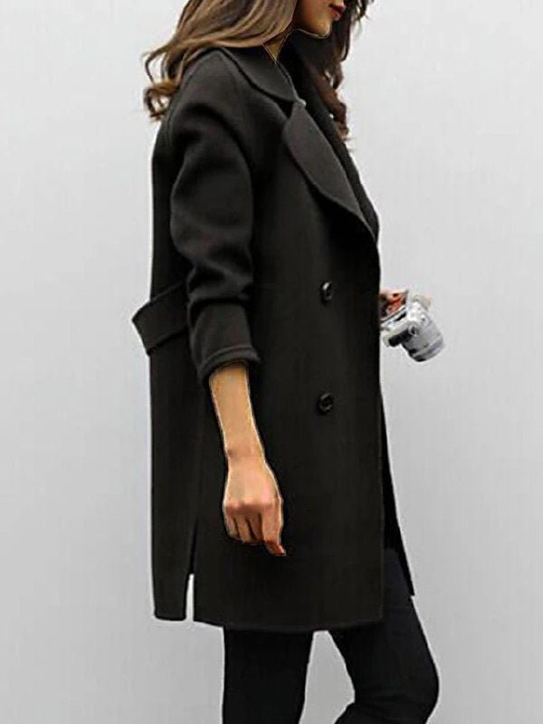 Mechthild | Women's Double-Breasted Trench Coat | Lapel Long
