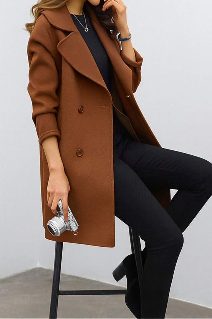 Mechthild | Women's Double-Breasted Trench Coat | Lapel Long