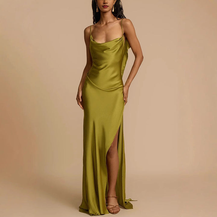 Women's Evening Dress with Cowl Neck | Slip Maxi