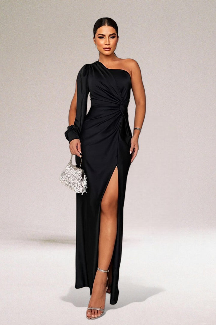 Women's Evening Dress with One Shoulder & Side Slit | Maxi Gown