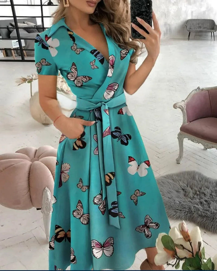 Women's Evening Dress with Tie Waist | Wrap Mid