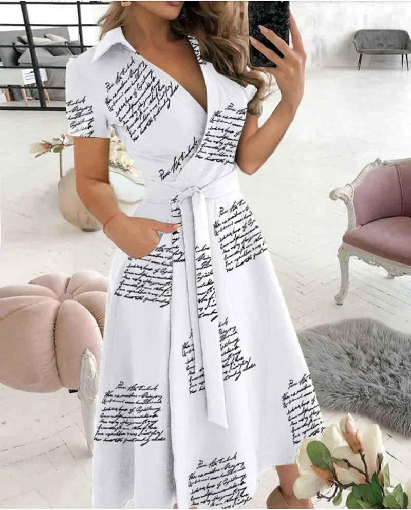 Women's Evening Dress with Tie Waist | Wrap Mid