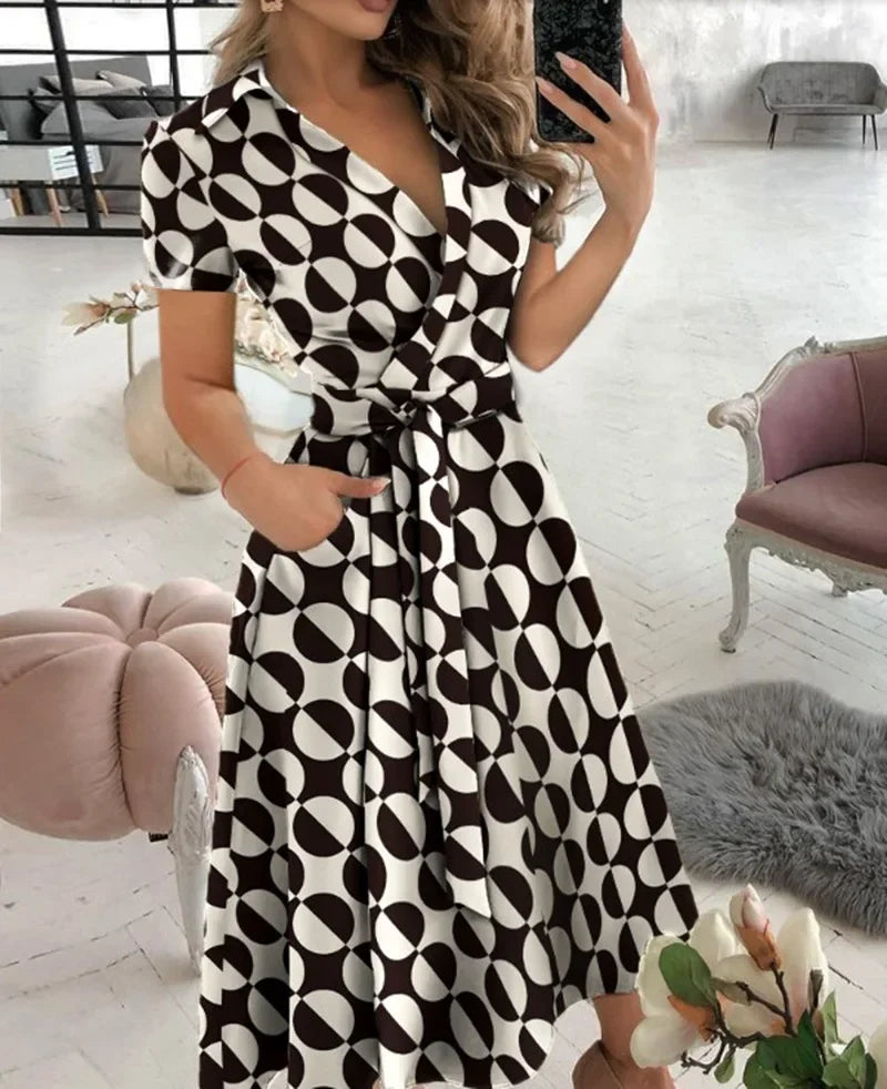 Women's Evening Dress with Tie Waist | Wrap Mid