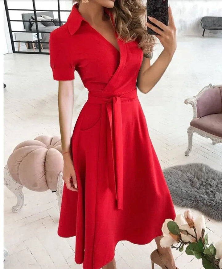 Women's Evening Dress with Tie Waist | Wrap Mid