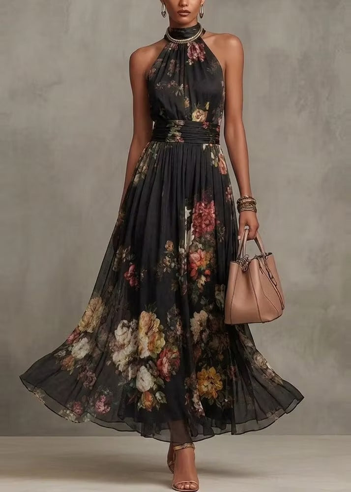 Women's Floral Maxi Dress with Halter Neck | Wedding Guest