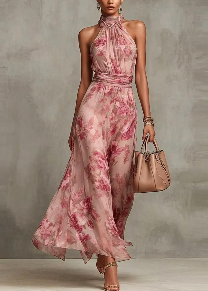 Women's Floral Maxi Dress with Halter Neck | Wedding Guest