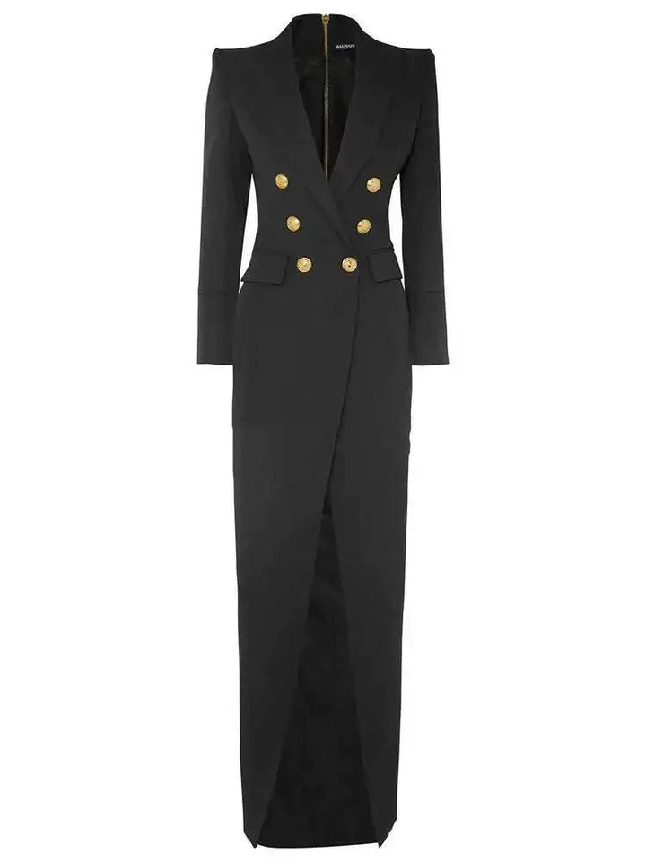 Hallgerd | Women's Formal Maxi Dress | Lapel Split Blazer Style