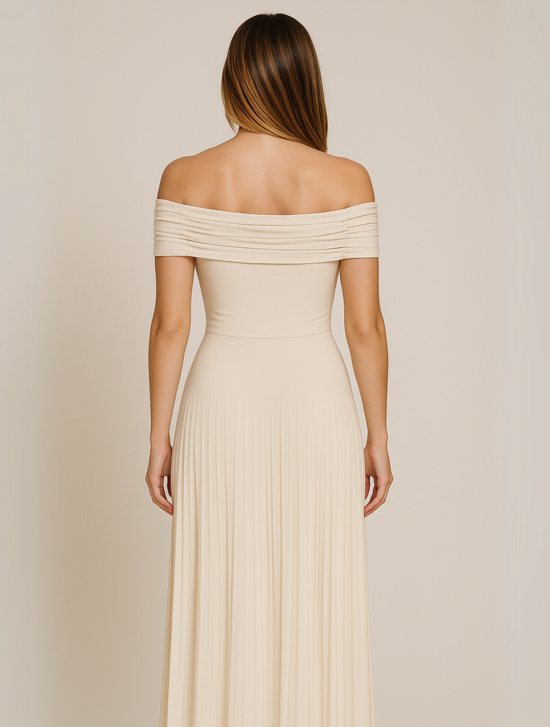 Women's Formal Dress with Off Shoulder & Pleated Skirt | Maxi
