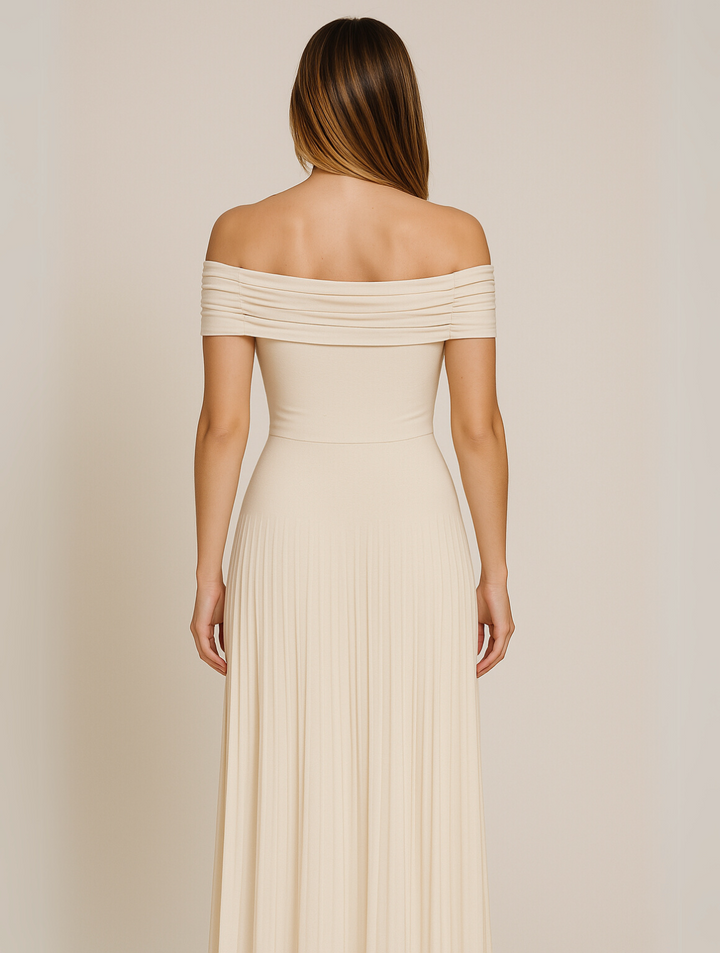 Women's Formal Dress with Off Shoulder & Pleated Skirt | Maxi