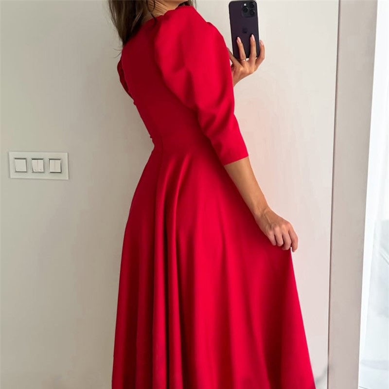 Women's Formal Dress with V Neck | Midi