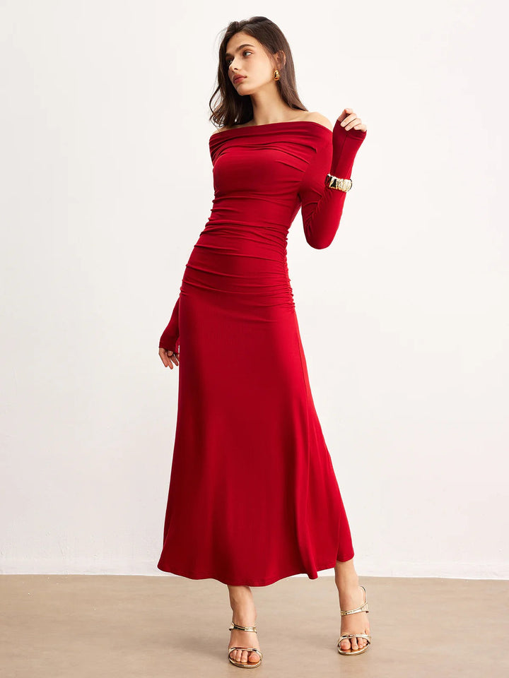 Millicent | Women's Formal Maxi Dress | Off Shoulder Long Sleeve